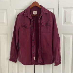 American Eagle Women Button Down 100% Cotton Burgundy Casual Shacket